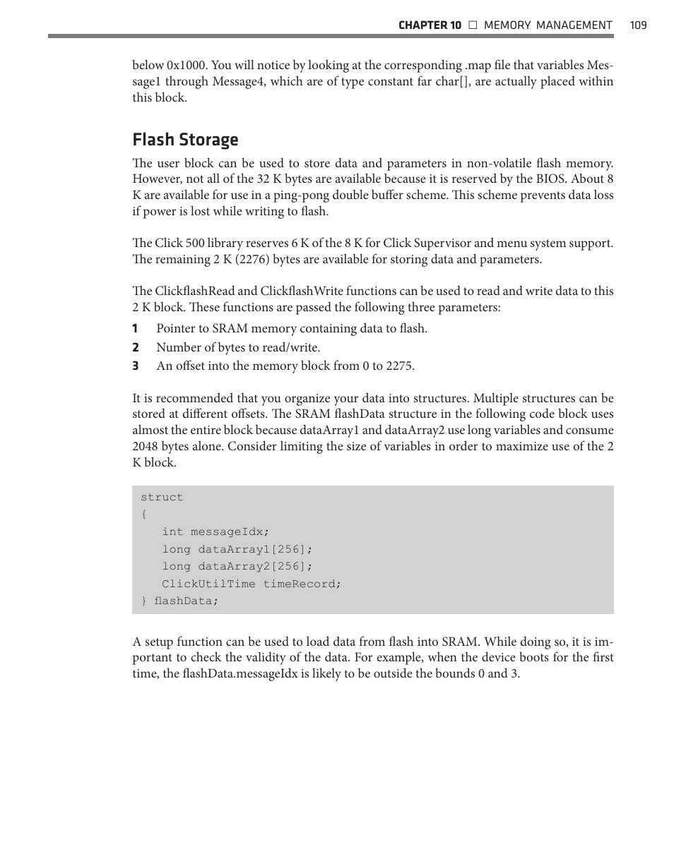 Flash storage | Wavetronix Click 500 (programmable controller) (CLK-500) - Developer Guide User Manual | Page 110 / 196