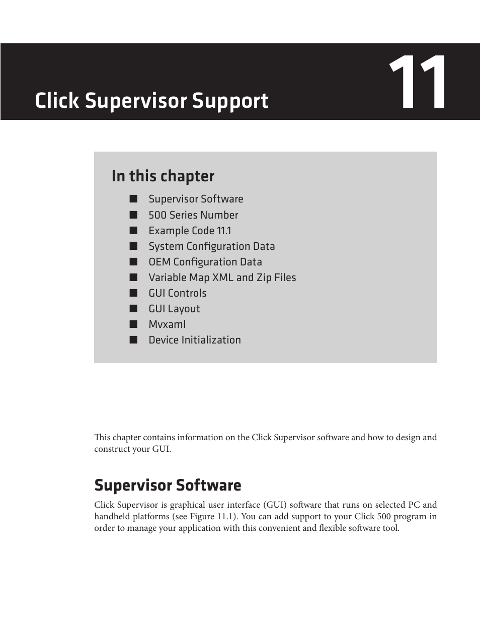 Click supervisor support, Supervisor software | Wavetronix Click 500 (programmable controller) (CLK-500) - Developer Guide User Manual | Page 116 / 196