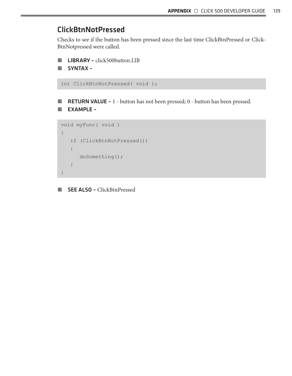 Clickbtnnotpressed | Wavetronix Click 500 (programmable controller) (CLK-500) - Developer Guide User Manual | Page 140 / 196
