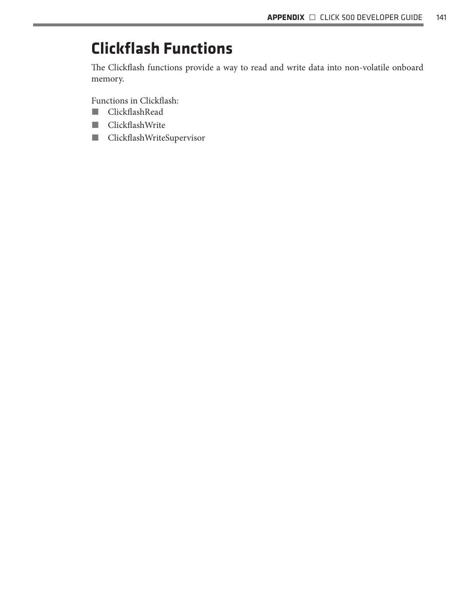 Clickflash functions | Wavetronix Click 500 (programmable controller) (CLK-500) - Developer Guide User Manual | Page 142 / 196