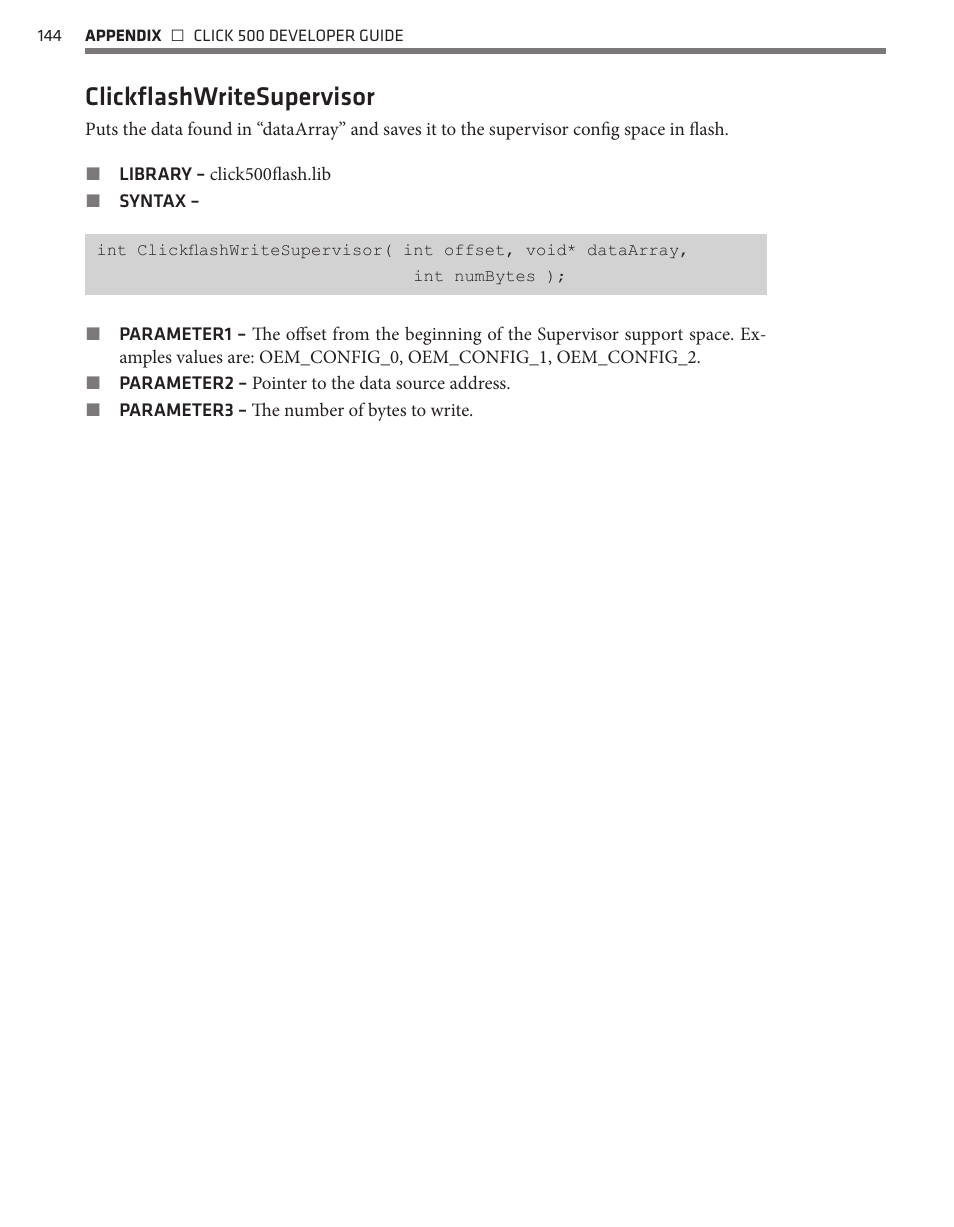 Clickflashwritesupervisor | Wavetronix Click 500 (programmable controller) (CLK-500) - Developer Guide User Manual | Page 145 / 196