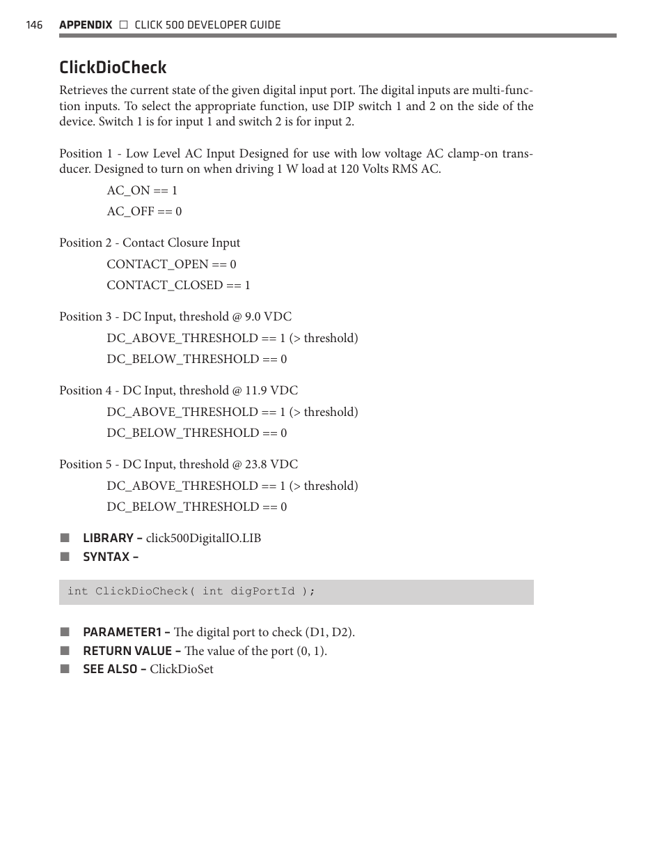 Clickdiocheck | Wavetronix Click 500 (programmable controller) (CLK-500) - Developer Guide User Manual | Page 147 / 196