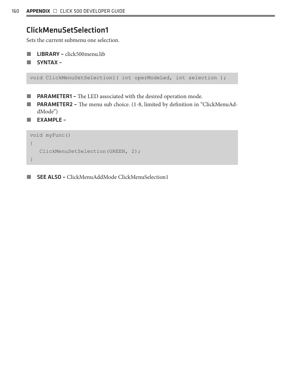 Clickmenusetselection1 | Wavetronix Click 500 (programmable controller) (CLK-500) - Developer Guide User Manual | Page 161 / 196