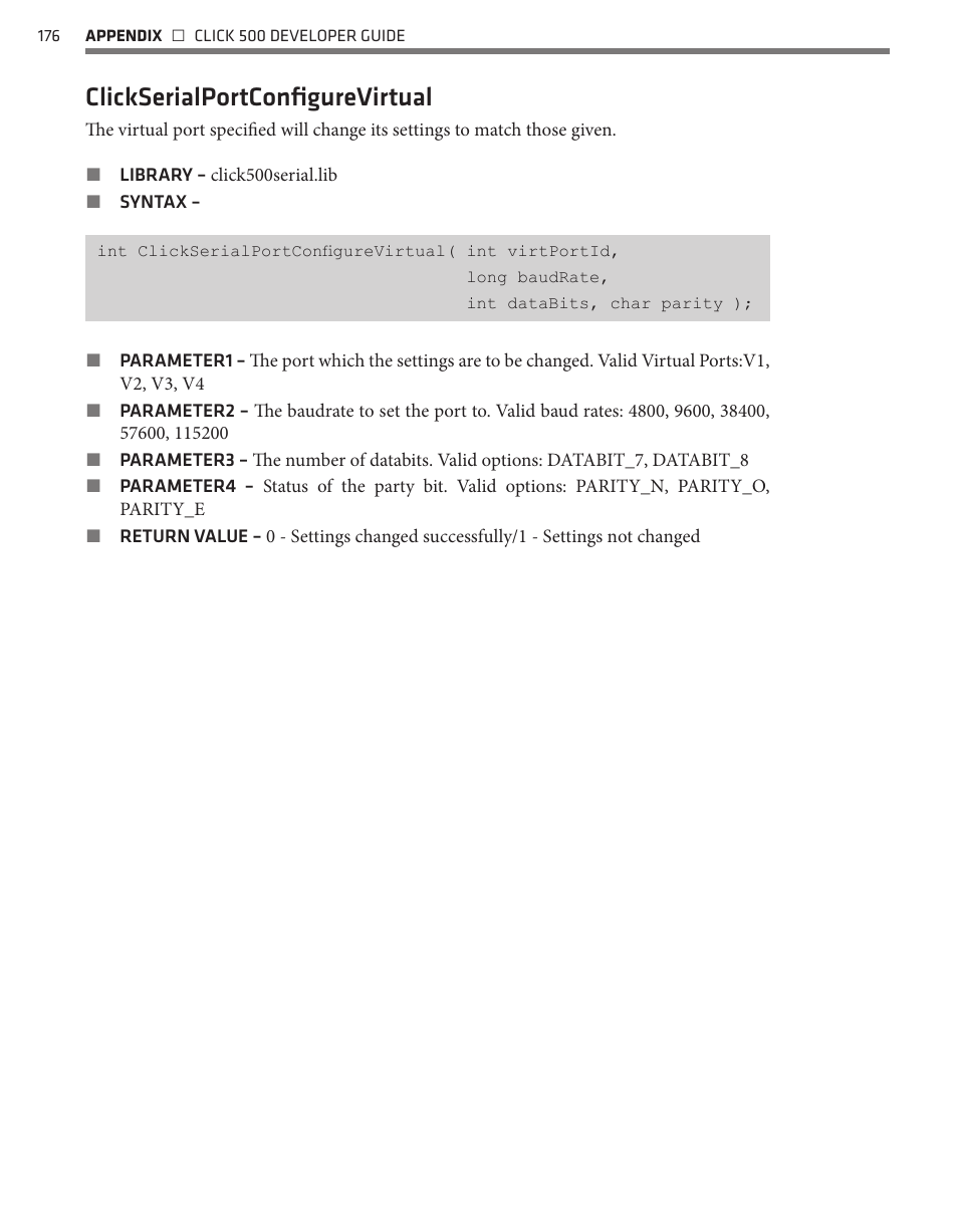 Clickserialportconfigurevirtual | Wavetronix Click 500 (programmable controller) (CLK-500) - Developer Guide User Manual | Page 177 / 196