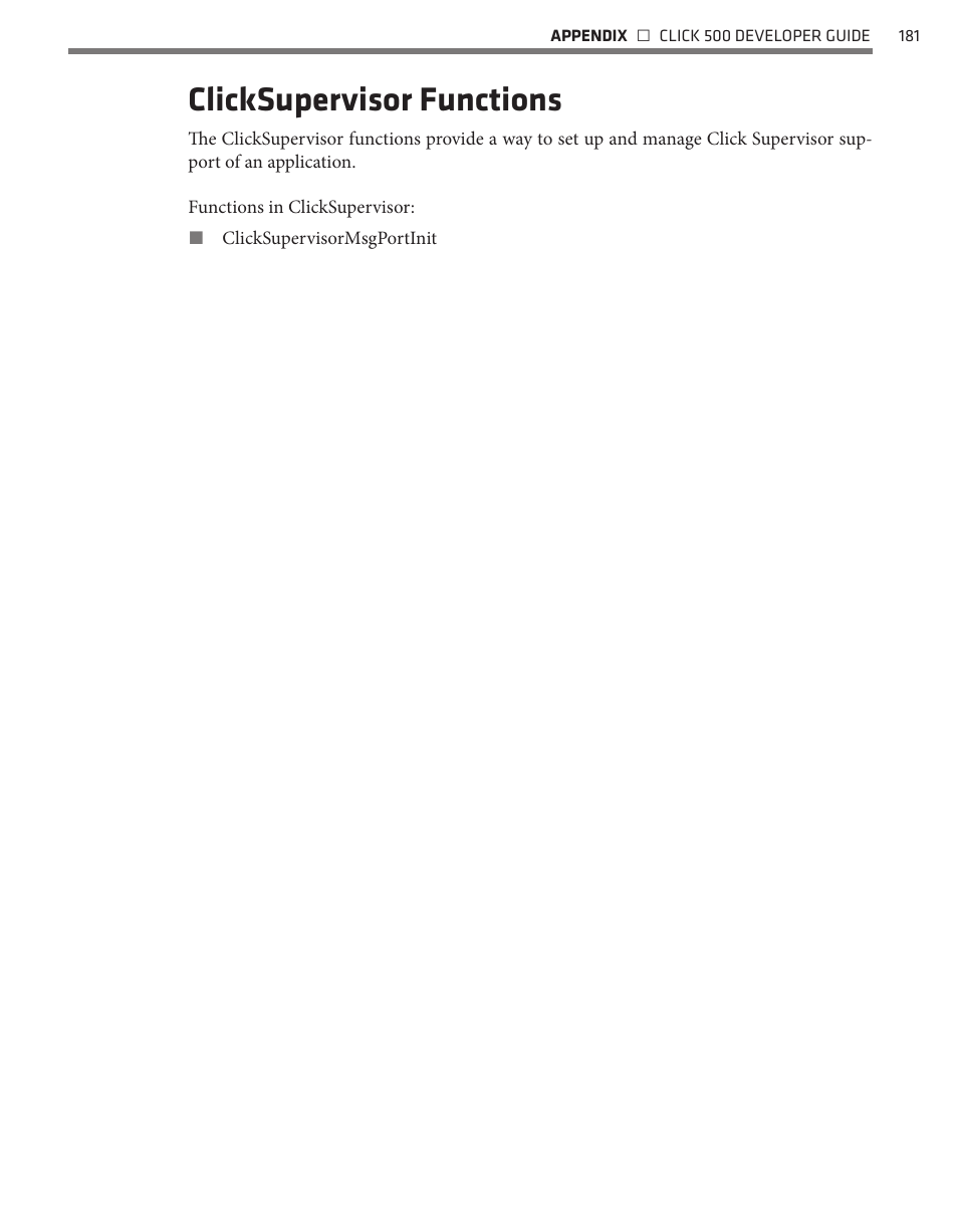Clicksupervisor functions | Wavetronix Click 500 (programmable controller) (CLK-500) - Developer Guide User Manual | Page 182 / 196