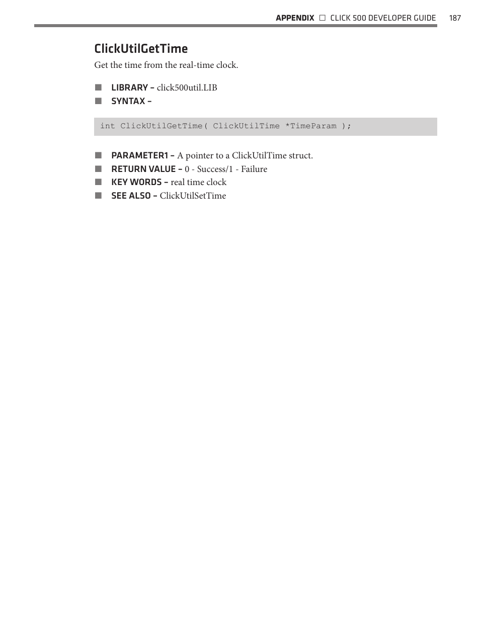 Clickutilgettime | Wavetronix Click 500 (programmable controller) (CLK-500) - Developer Guide User Manual | Page 188 / 196