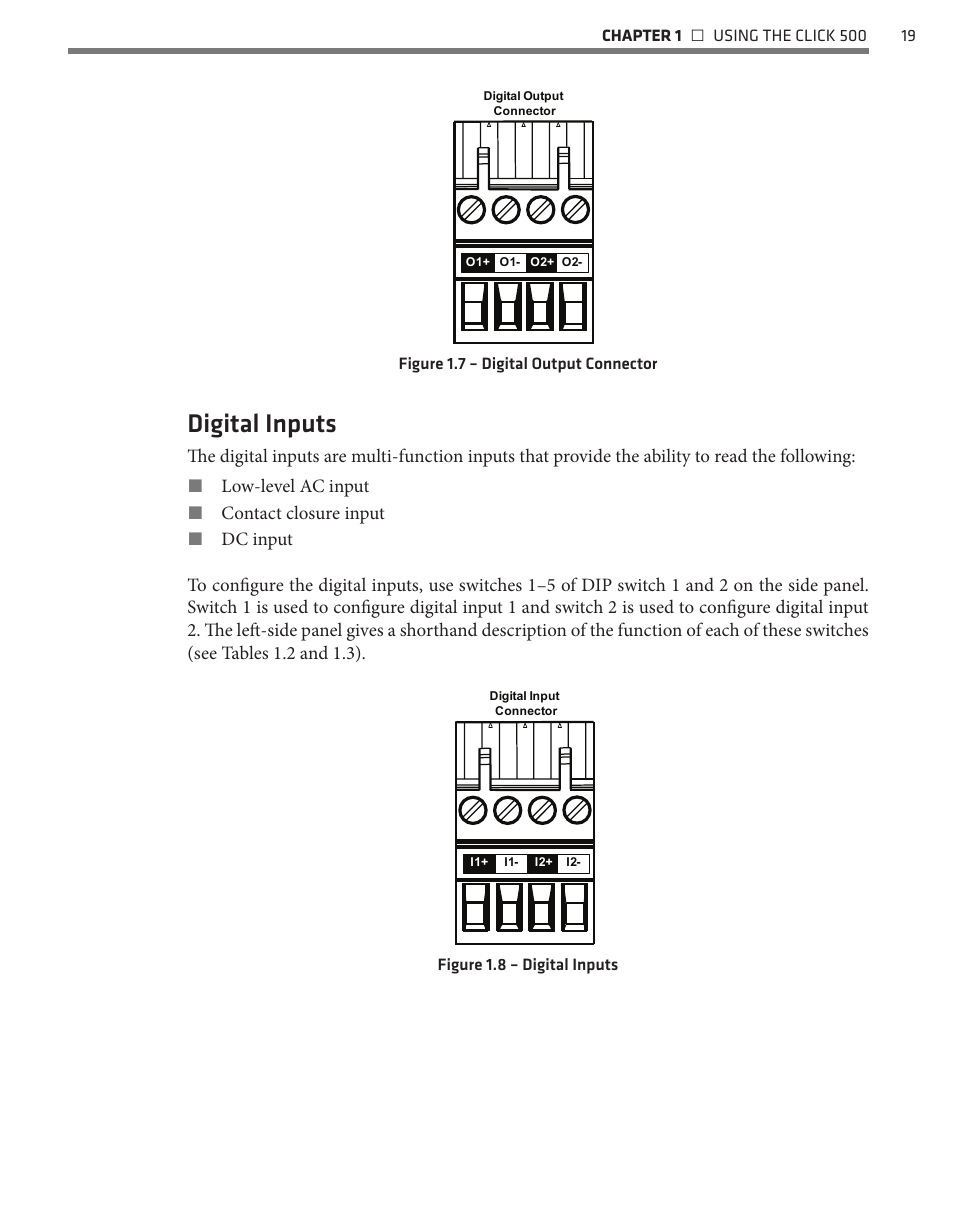 Digital inputs | Wavetronix Click 500 (programmable controller) (CLK-500) - Developer Guide User Manual | Page 20 / 196