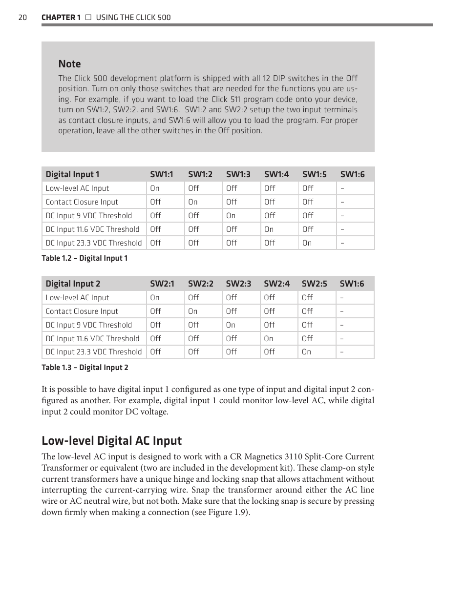 Low-level digital ac input | Wavetronix Click 500 (programmable controller) (CLK-500) - Developer Guide User Manual | Page 21 / 196