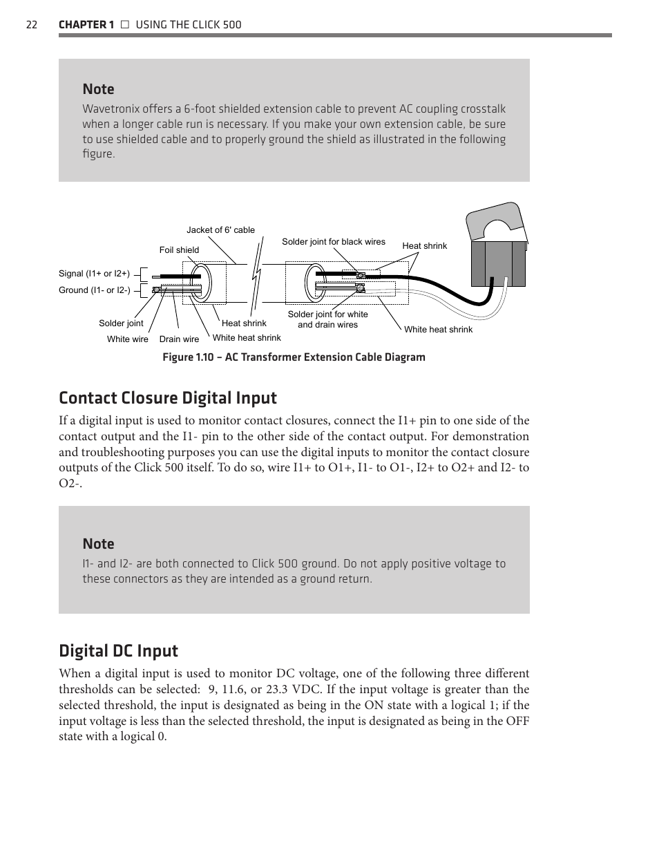 Contact closure digital input, Digital dc input | Wavetronix Click 500 (programmable controller) (CLK-500) - Developer Guide User Manual | Page 23 / 196