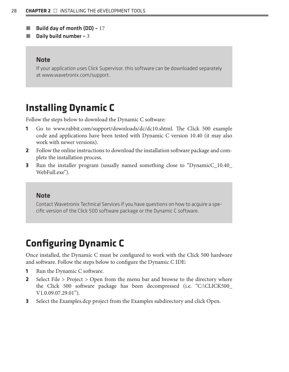 Installing dynamic c, Configuring dynamic c | Wavetronix Click 500 (programmable controller) (CLK-500) - Developer Guide User Manual | Page 29 / 196