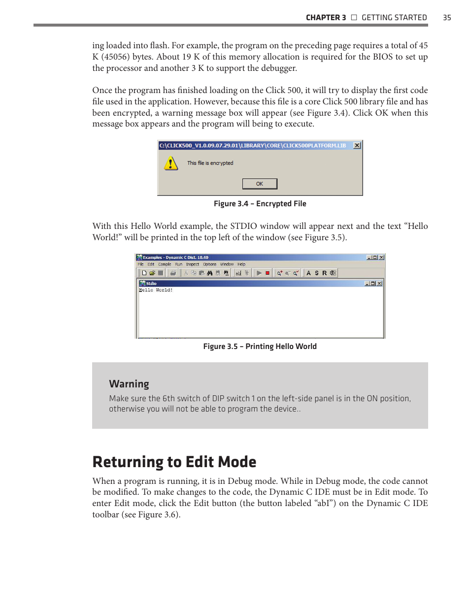 Returning to edit mode | Wavetronix Click 500 (programmable controller) (CLK-500) - Developer Guide User Manual | Page 36 / 196