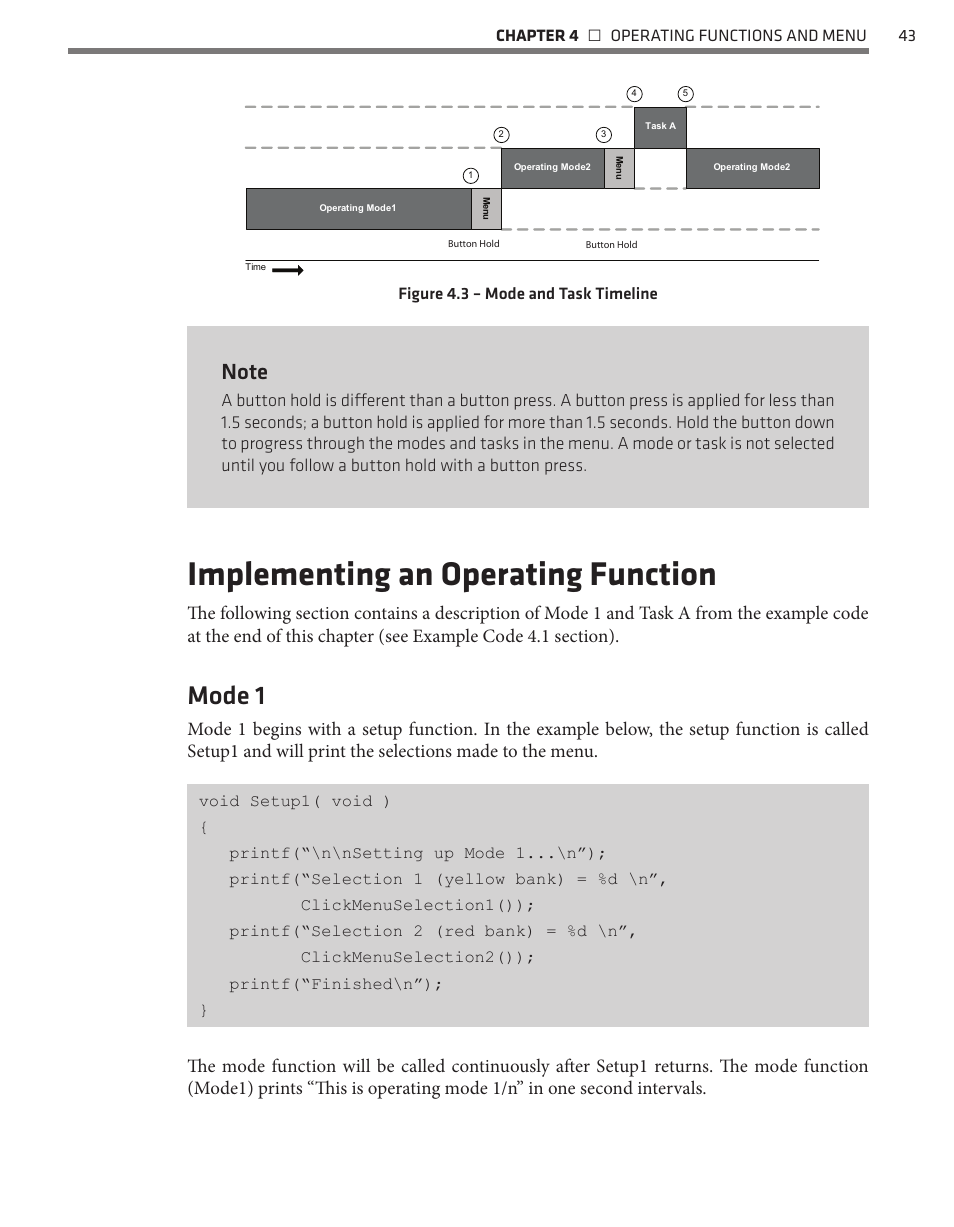Implementing an operating function, Mode 1 | Wavetronix Click 500 (programmable controller) (CLK-500) - Developer Guide User Manual | Page 44 / 196
