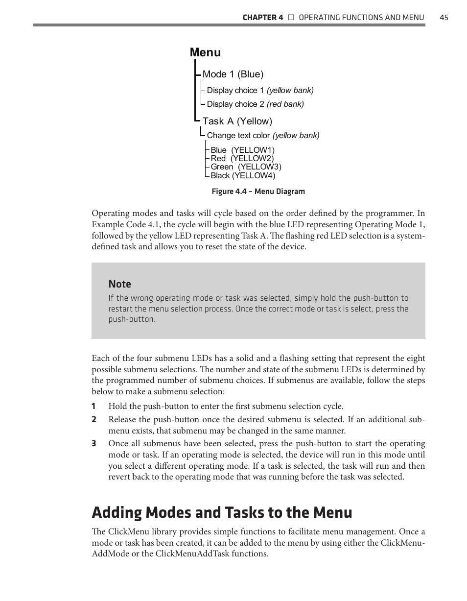 Adding modes and tasks to the menu, Menu | Wavetronix Click 500 (programmable controller) (CLK-500) - Developer Guide User Manual | Page 46 / 196