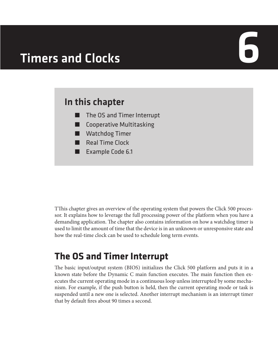 Timers and clocks, The os and timer interrupt | Wavetronix Click 500 (programmable controller) (CLK-500) - Developer Guide User Manual | Page 58 / 196