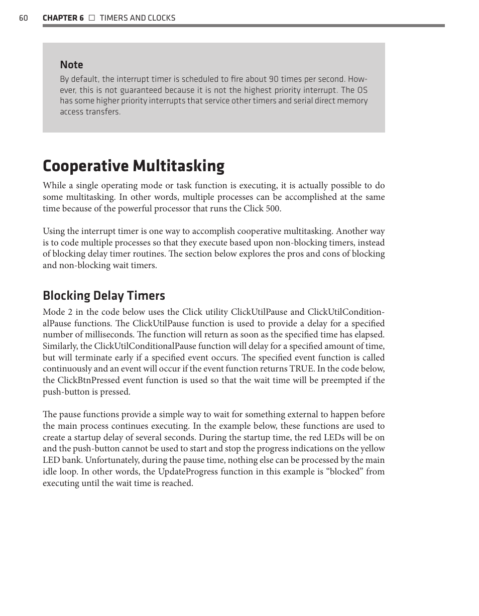Cooperative multitasking, Blocking delay timers | Wavetronix Click 500 (programmable controller) (CLK-500) - Developer Guide User Manual | Page 61 / 196