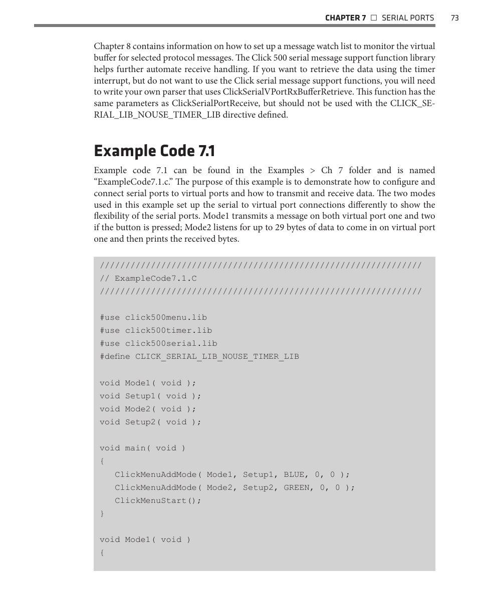 Example code 7.1 | Wavetronix Click 500 (programmable controller) (CLK-500) - Developer Guide User Manual | Page 74 / 196