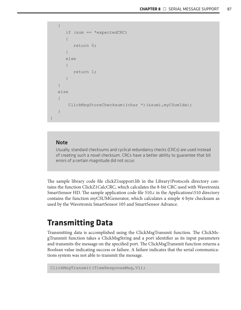 Transmitting data | Wavetronix Click 500 (programmable controller) (CLK-500) - Developer Guide User Manual | Page 88 / 196