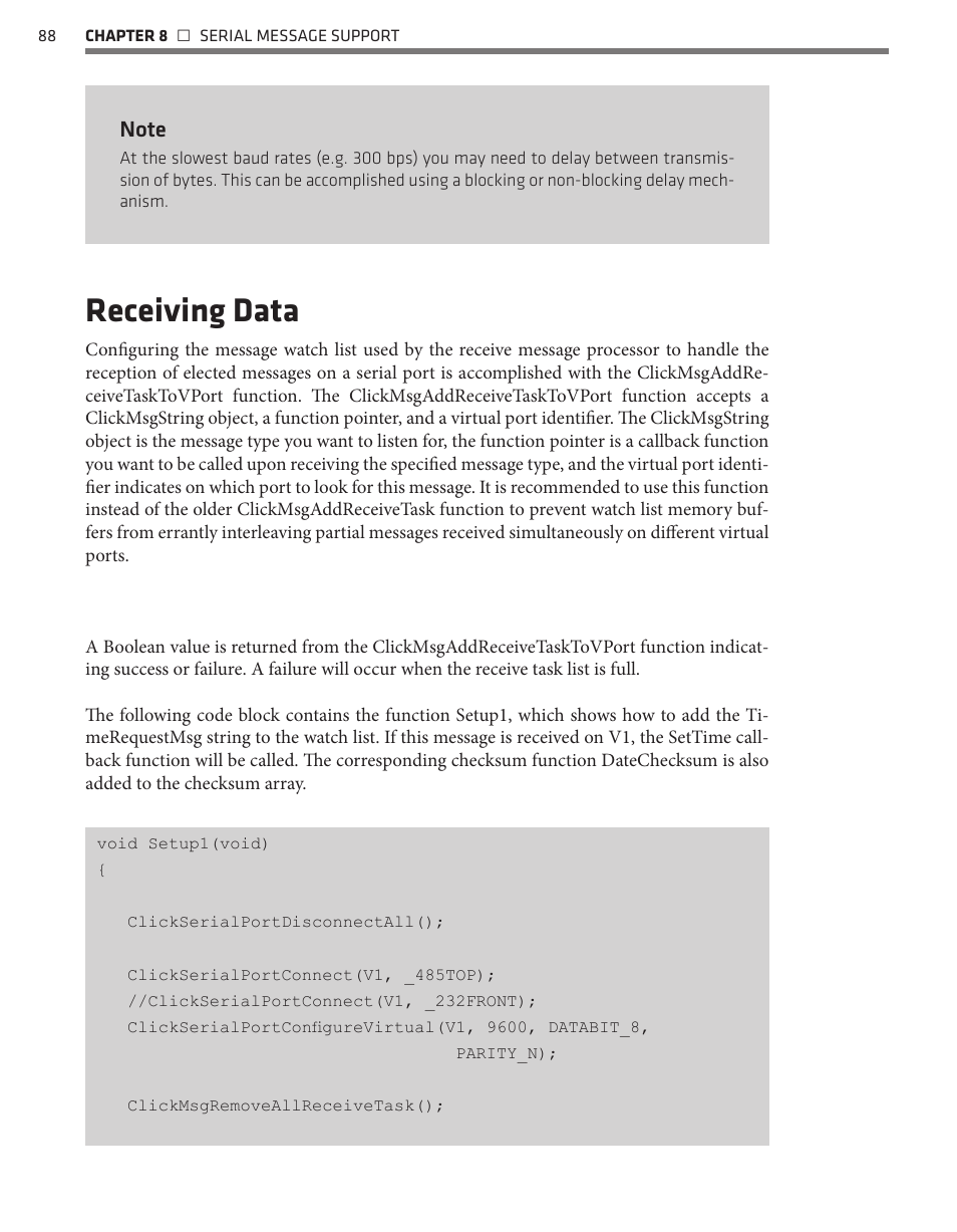 Receiving data | Wavetronix Click 500 (programmable controller) (CLK-500) - Developer Guide User Manual | Page 89 / 196
