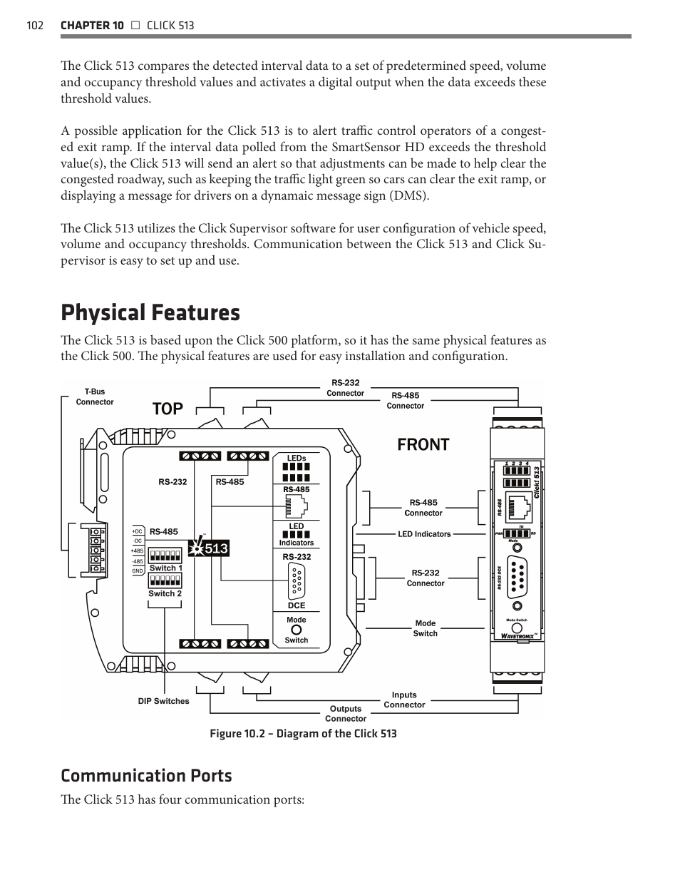 Physical features, Communication ports | Wavetronix Click 500 (programmable controller) (CLK-500) - User Guide User Manual | Page 103 / 134