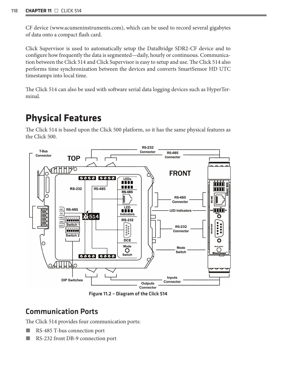 Physical features, Communication ports | Wavetronix Click 500 (programmable controller) (CLK-500) - User Guide User Manual | Page 119 / 134