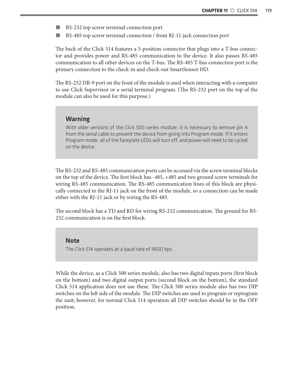 Warning | Wavetronix Click 500 (programmable controller) (CLK-500) - User Guide User Manual | Page 120 / 134