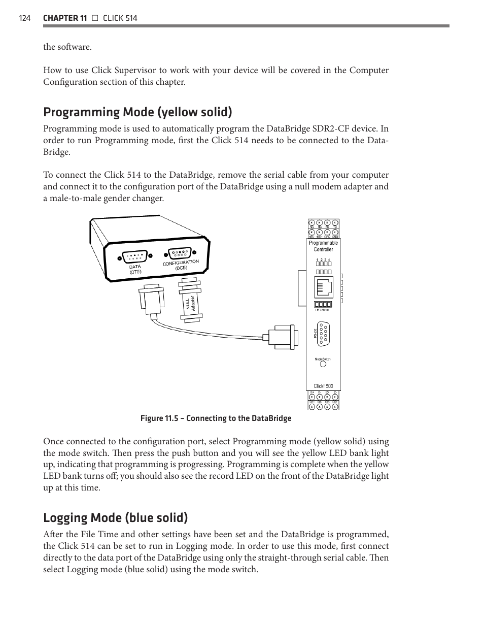 Programming mode (yellow solid), Logging mode (blue solid) | Wavetronix Click 500 (programmable controller) (CLK-500) - User Guide User Manual | Page 125 / 134