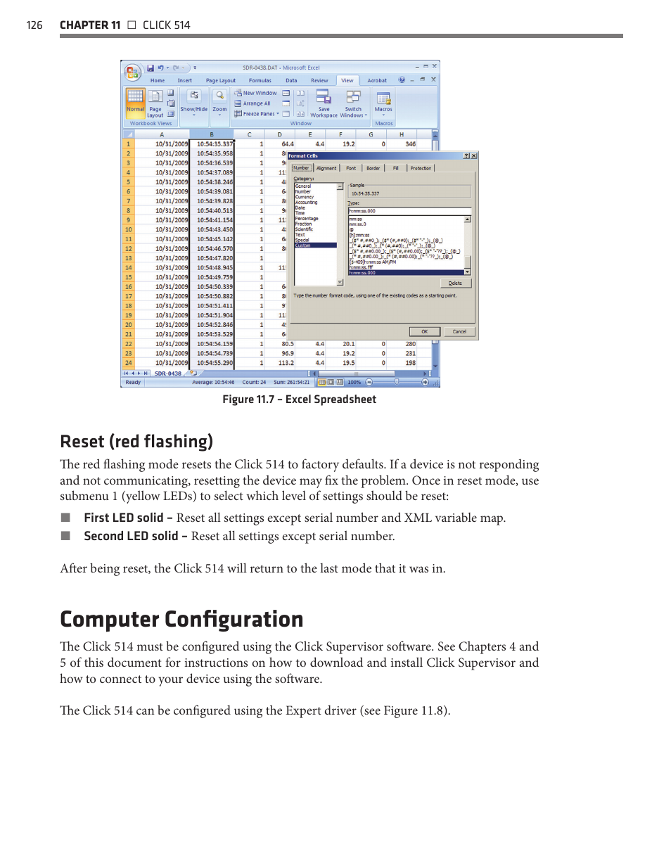 Computer configuration, Reset (red flashing) | Wavetronix Click 500 (programmable controller) (CLK-500) - User Guide User Manual | Page 127 / 134