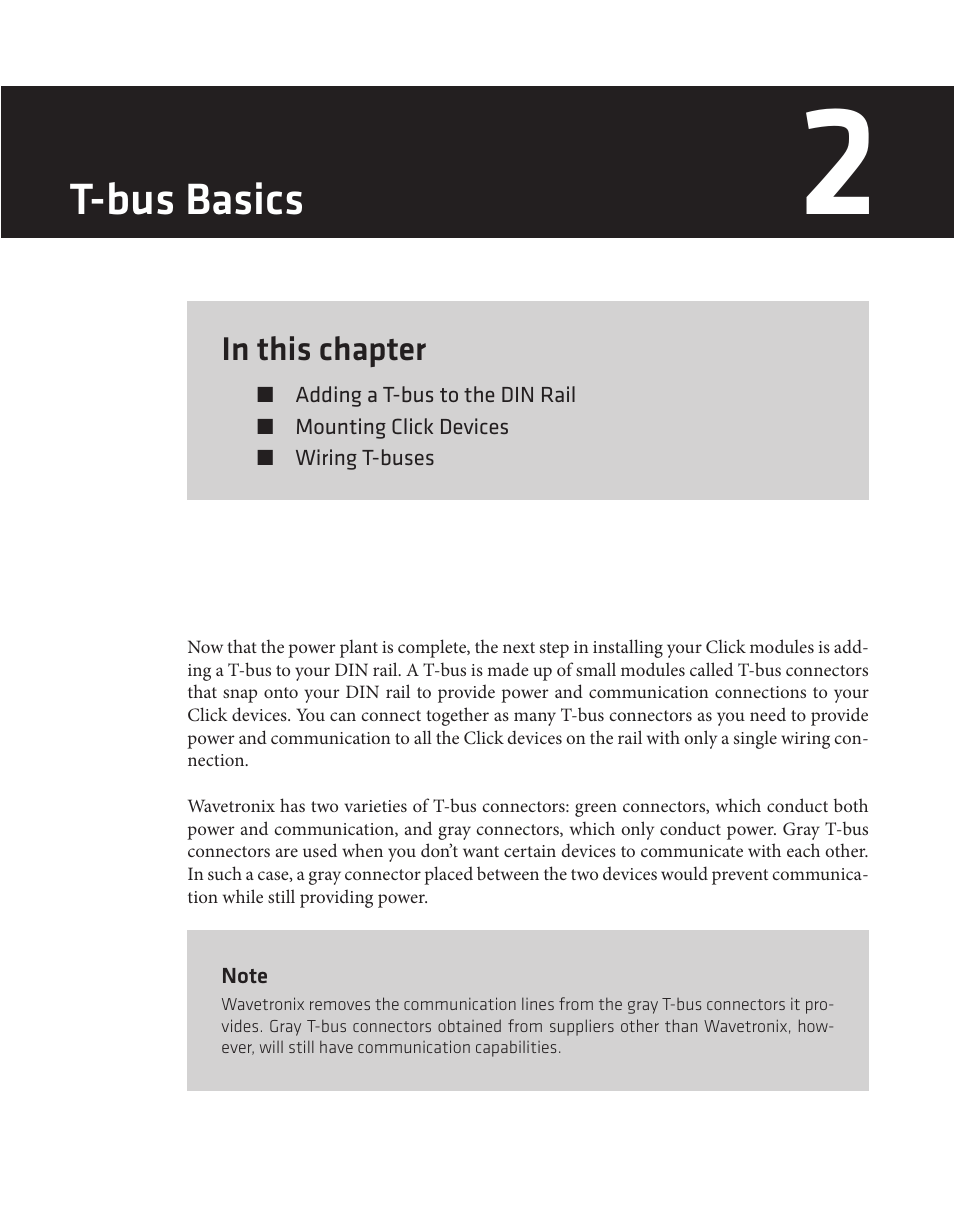 T-bus basics | Wavetronix Click 500 (programmable controller) (CLK-500) - User Guide User Manual | Page 16 / 134