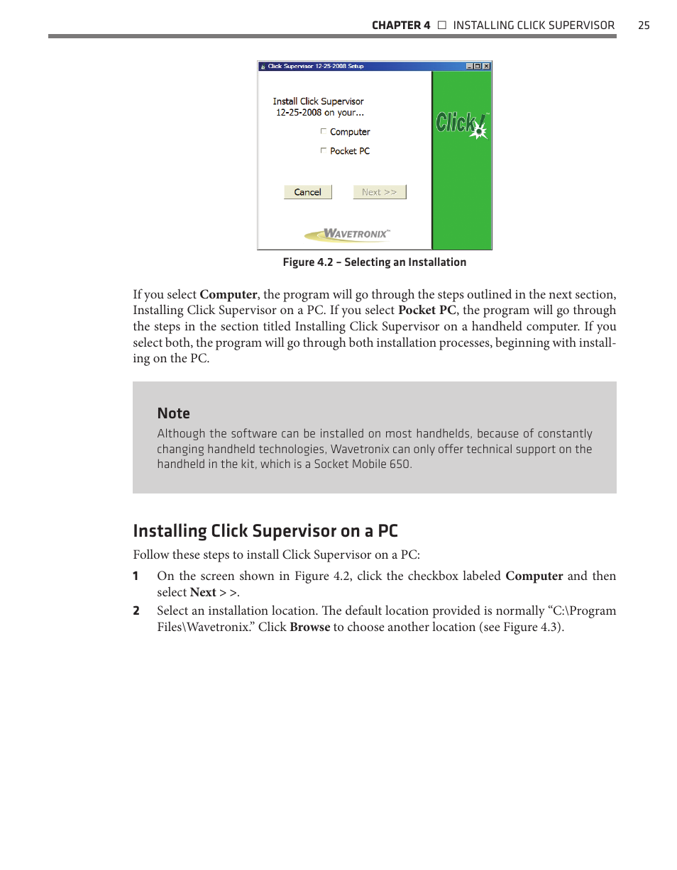 Installing click supervisor on a pc | Wavetronix Click 500 (programmable controller) (CLK-500) - User Guide User Manual | Page 26 / 134