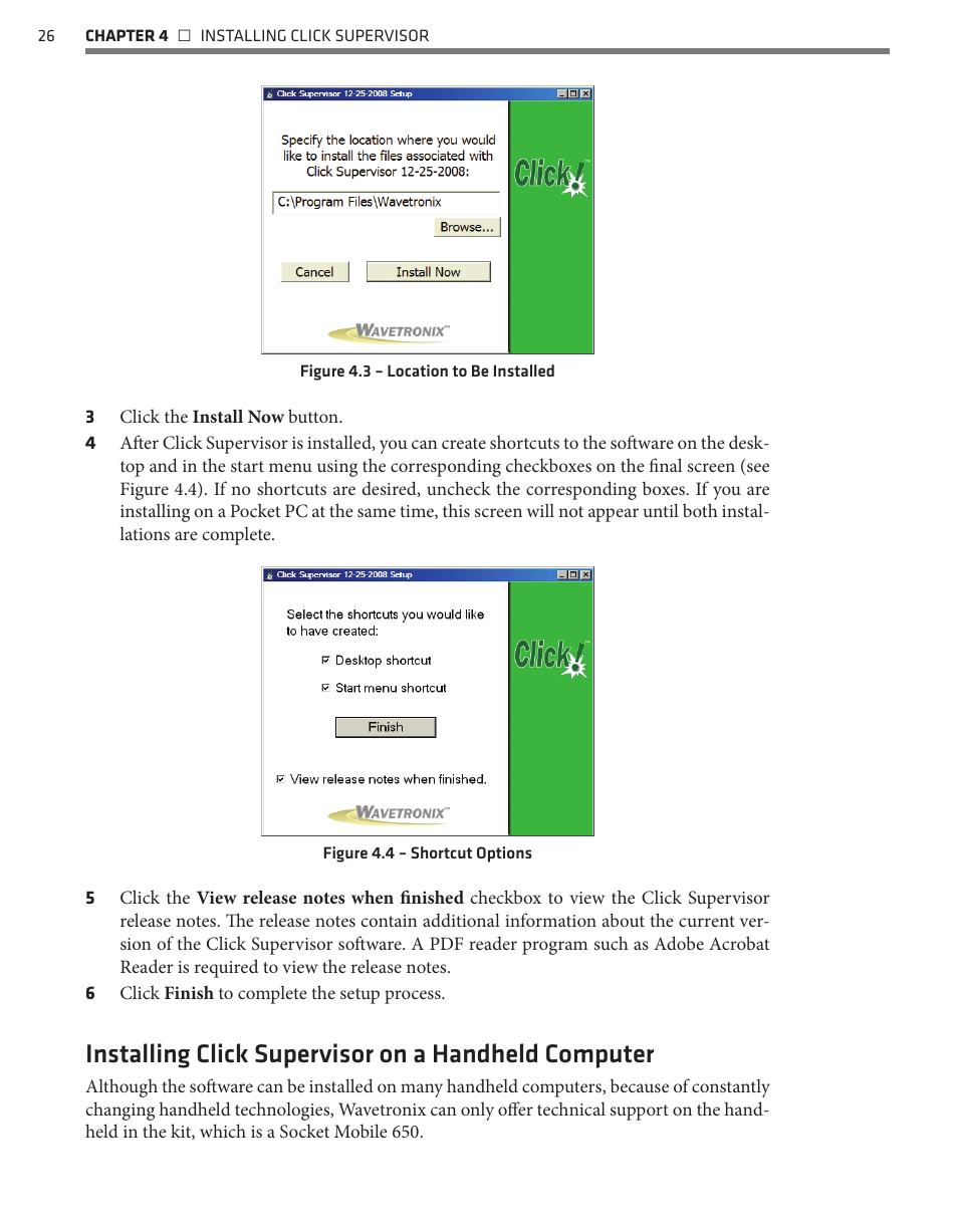 Installing click supervisor on a handheld computer | Wavetronix Click 500 (programmable controller) (CLK-500) - User Guide User Manual | Page 27 / 134