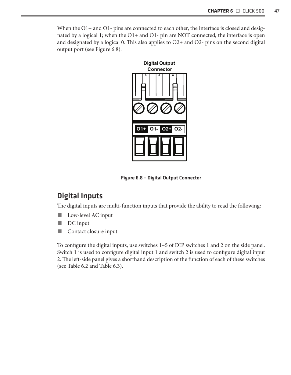 Digital inputs | Wavetronix Click 500 (programmable controller) (CLK-500) - User Guide User Manual | Page 48 / 134