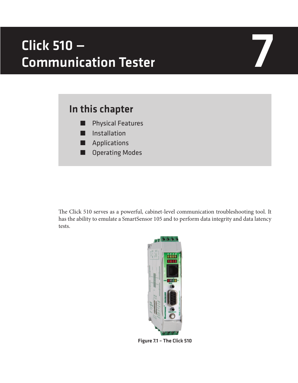 Click 510 — communication tester | Wavetronix Click 500 (programmable controller) (CLK-500) - User Guide User Manual | Page 54 / 134