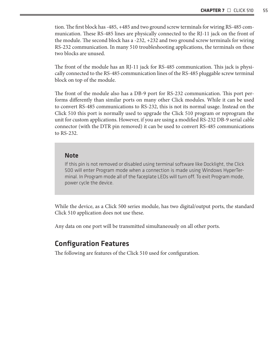 Configuration features | Wavetronix Click 500 (programmable controller) (CLK-500) - User Guide User Manual | Page 56 / 134