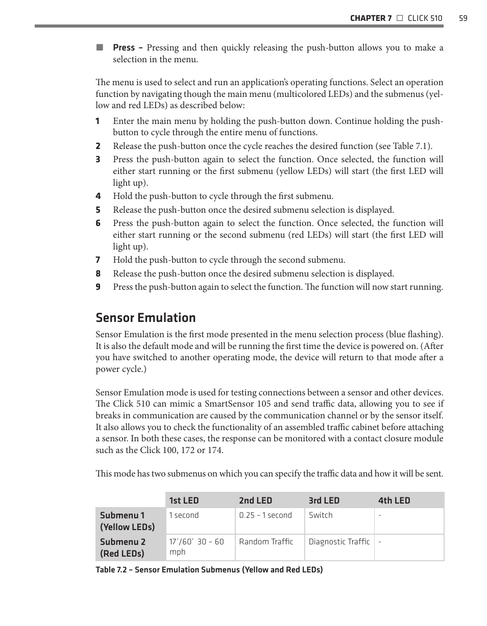 Sensor emulation | Wavetronix Click 500 (programmable controller) (CLK-500) - User Guide User Manual | Page 60 / 134