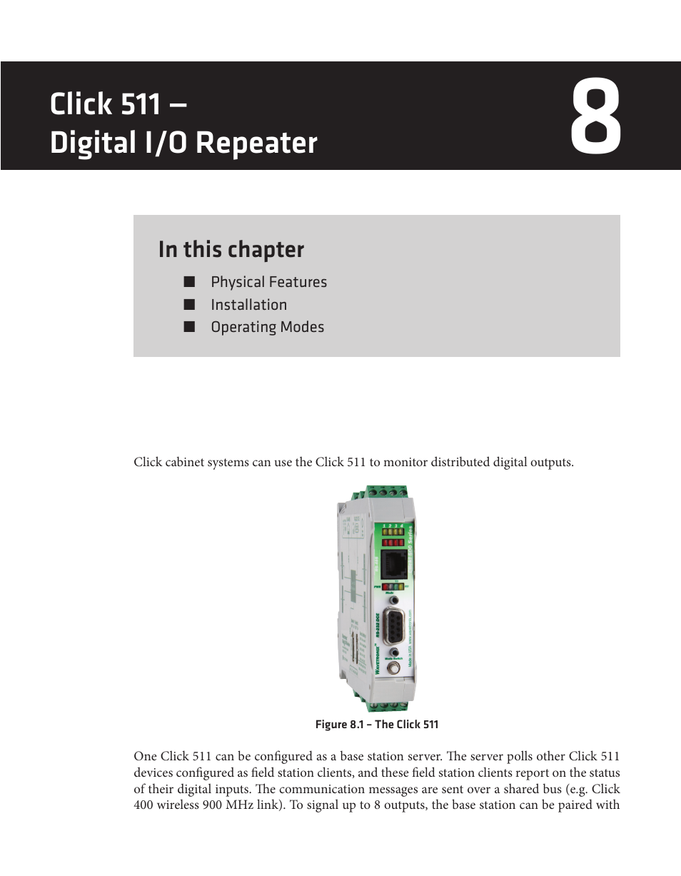 Click 511 — digital i/o repeater | Wavetronix Click 500 (programmable controller) (CLK-500) - User Guide User Manual | Page 68 / 134