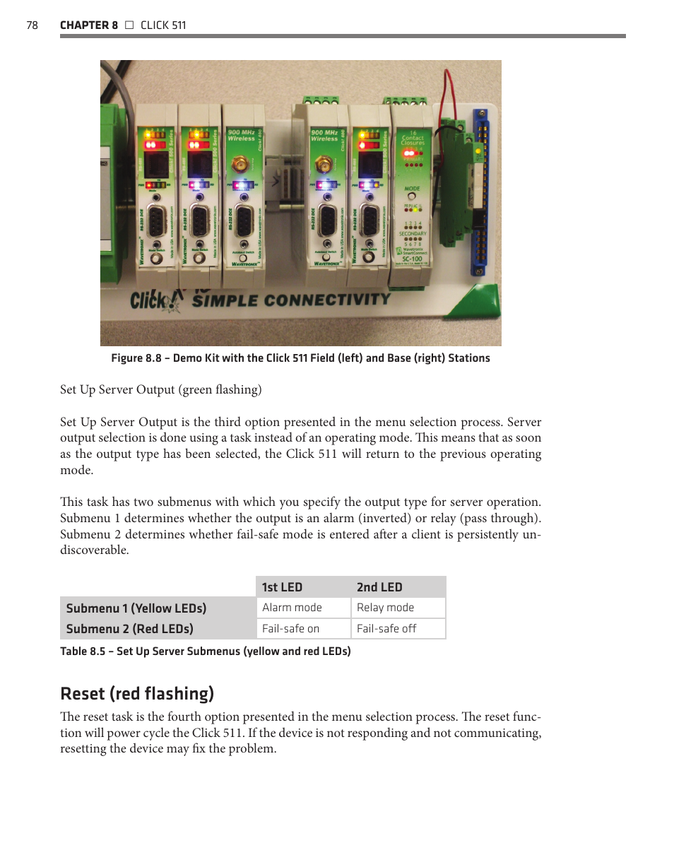 Reset (red flashing) | Wavetronix Click 500 (programmable controller) (CLK-500) - User Guide User Manual | Page 79 / 134