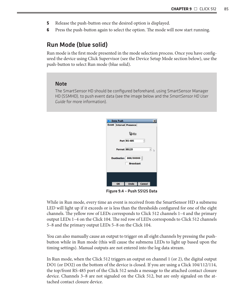 Run mode (blue solid) | Wavetronix Click 500 (programmable controller) (CLK-500) - User Guide User Manual | Page 86 / 134