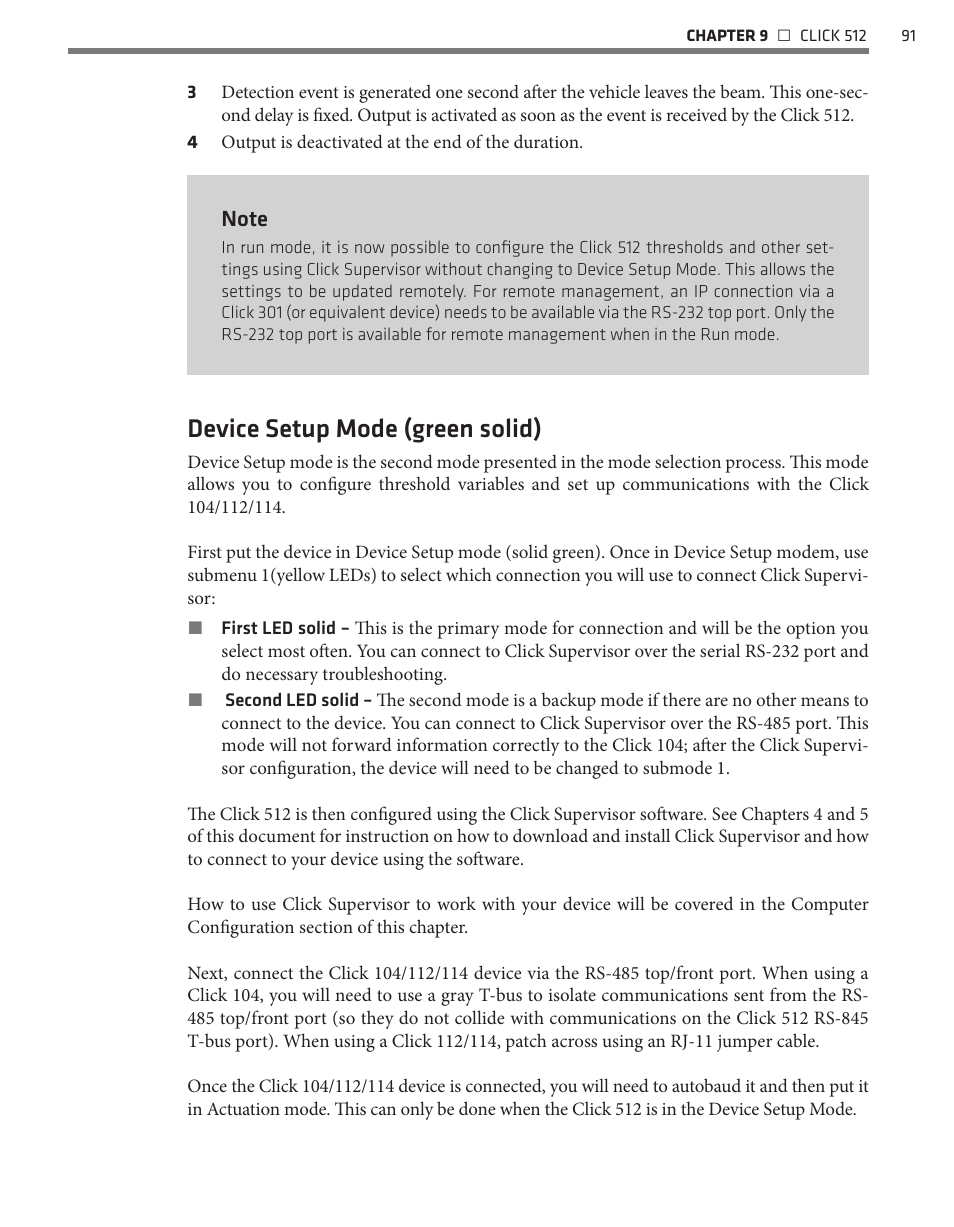 Device setup mode (green solid) | Wavetronix Click 500 (programmable controller) (CLK-500) - User Guide User Manual | Page 92 / 134