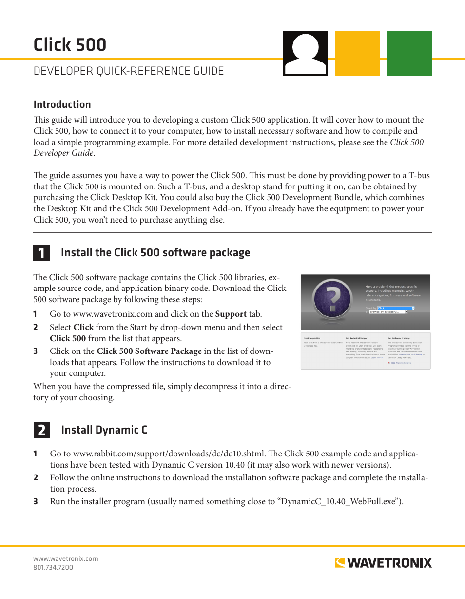 Wavetronix Click 500 (programmable controller) (CLK-500) - Quick-reference Guide User Manual | 4 pages