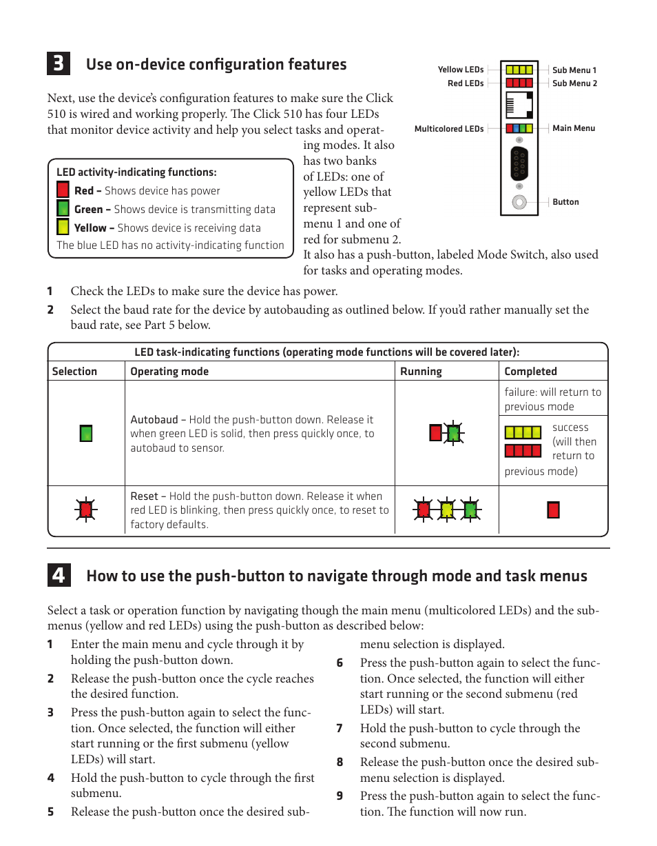Use on-device configuration features | Wavetronix Click 510 (communication tester) (CLK-510) - Quick-reference Guide User Manual | Page 2 / 4