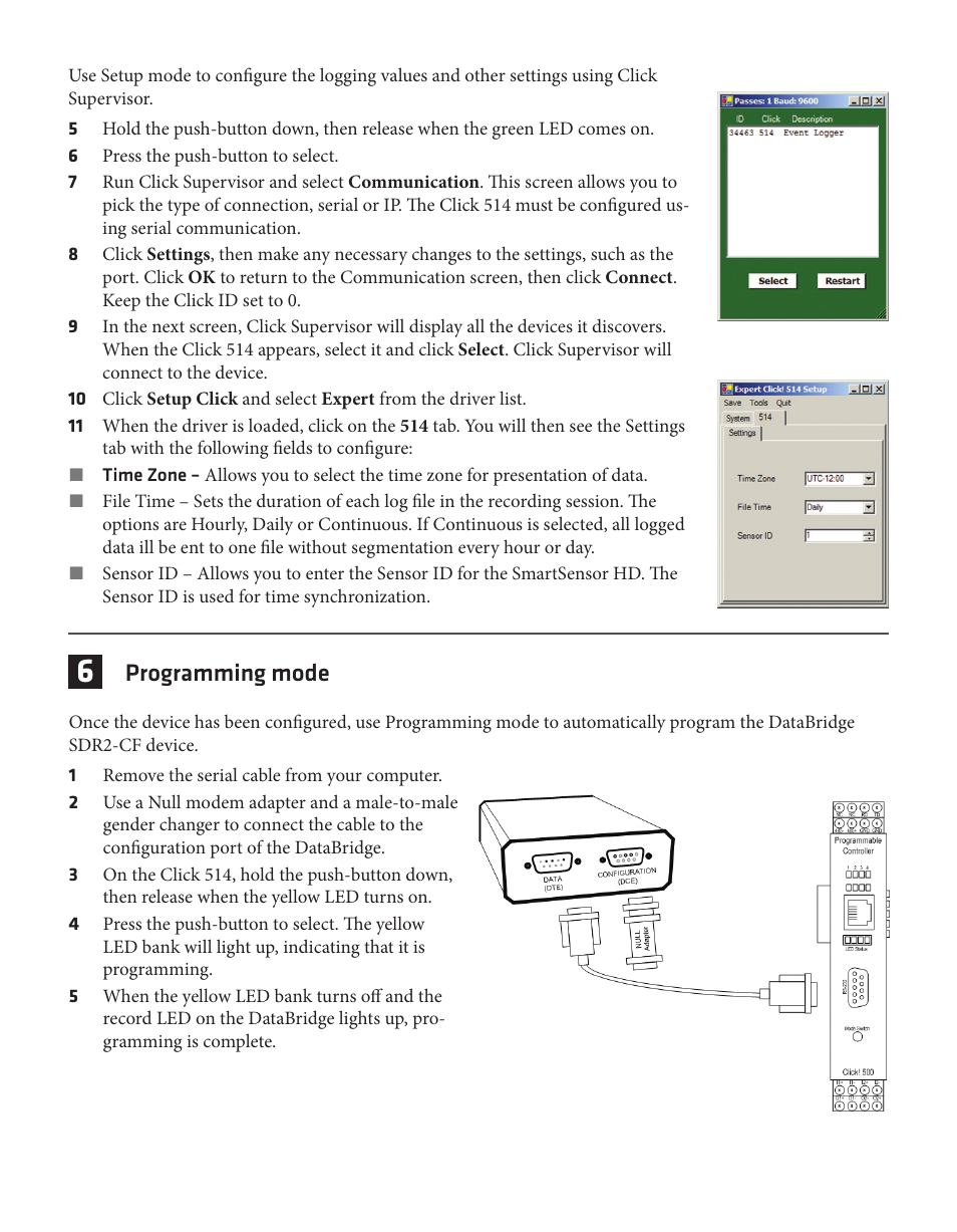 Programming mode | Wavetronix Click 514 (event logger) (CLK-514) - Quick-reference Guide User Manual | Page 3 / 4