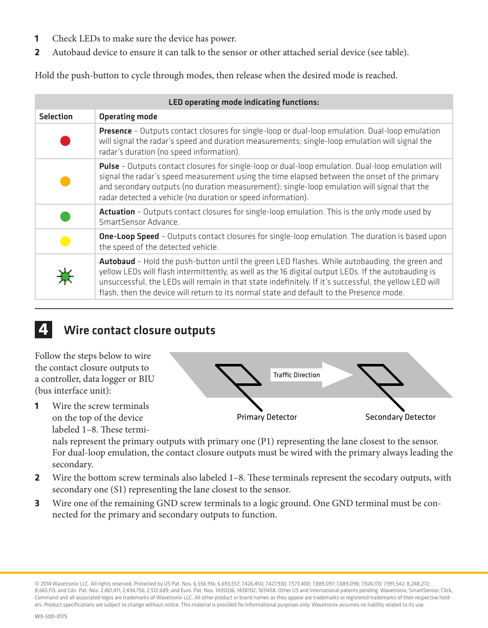 Wire contact closure outputs | Wavetronix Click 100 (16 output contact closure) (CLK-100) - Quick-reference Guide User Manual | Page 2 / 2