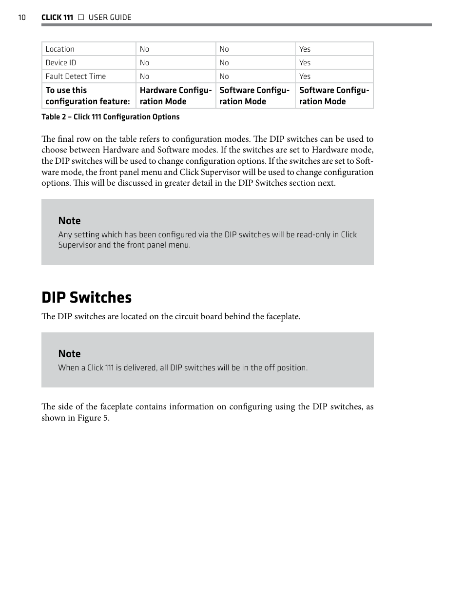 Dip switches | Wavetronix Click 111 (16-channel Contact Closure Eurocard) (CLK-111) - User Guide User Manual | Page 11 / 38