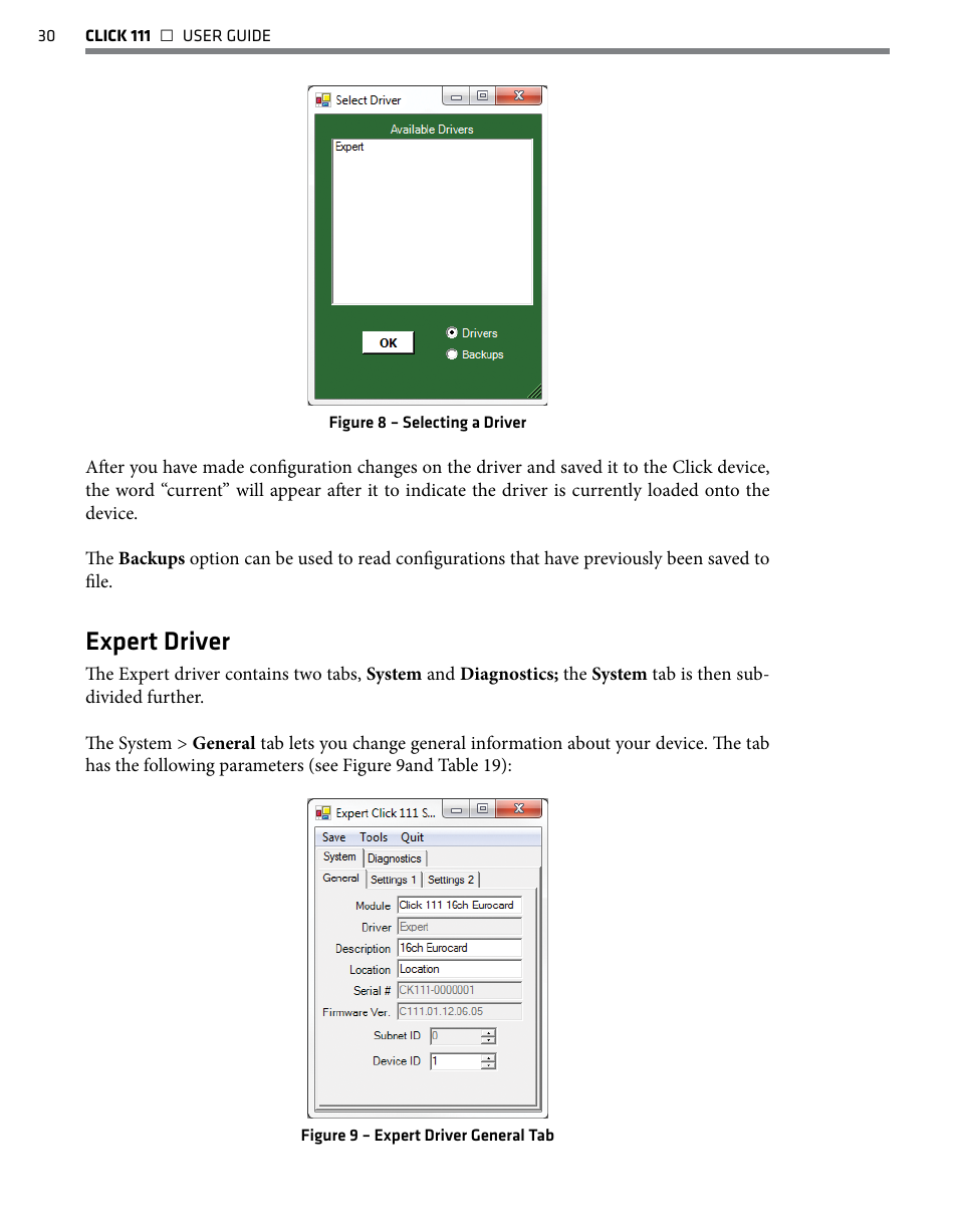 Expert driver | Wavetronix Click 111 (16-channel Contact Closure Eurocard) (CLK-111) - User Guide User Manual | Page 31 / 38