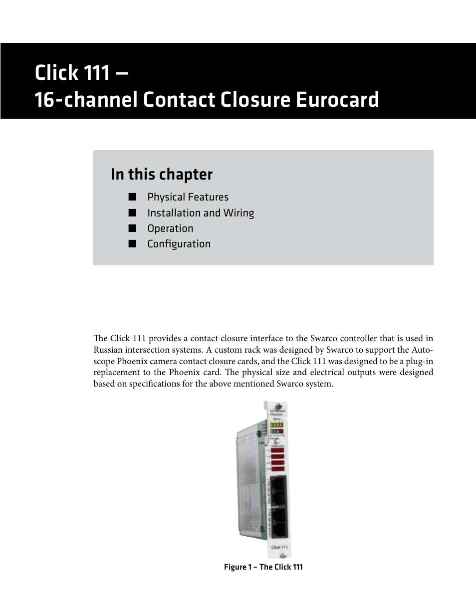 Wavetronix Click 111 (16-channel Contact Closure Eurocard) (CLK-111) - User Guide User Manual | Page 4 / 38