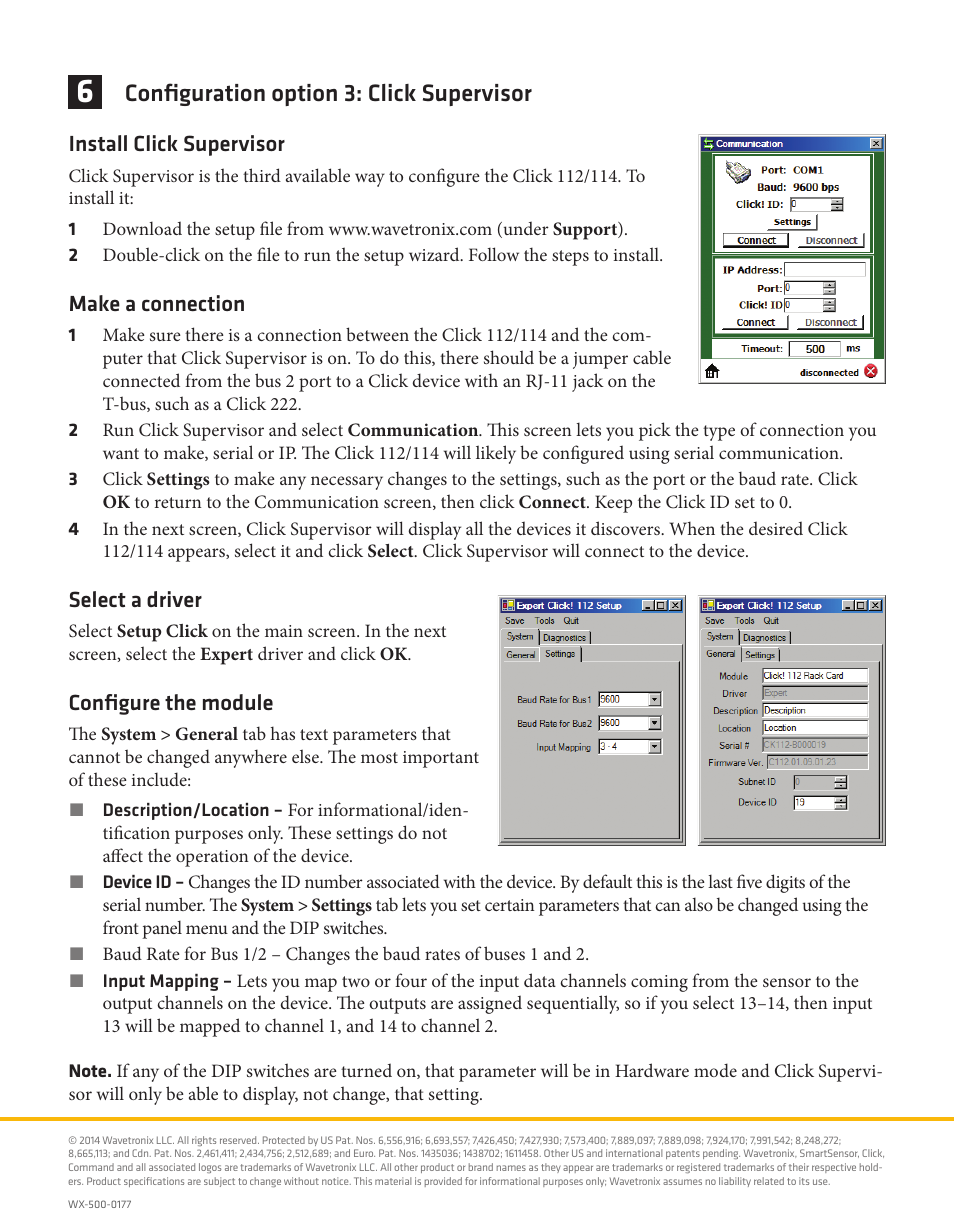 Configuration option 3: click supervisor, Install click supervisor, Make a connection | Select a driver, Configure the module | Wavetronix Click 112 (detector rack card) (CLK-112) - Quick-reference Guide User Manual | Page 4 / 4