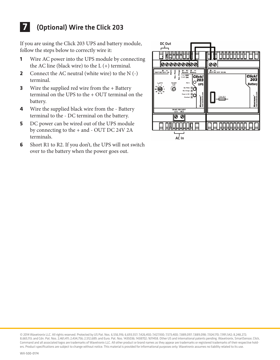 Optional) wire the click 203 | Wavetronix Click 201 (1 amp AC to DC converter) (CLK-201) - Quick-reference Guide User Manual | Page 4 / 4