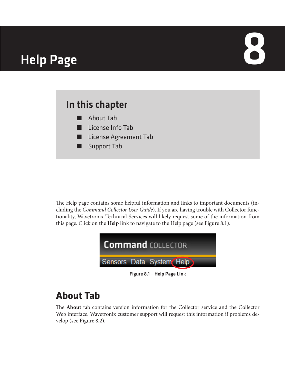 Help page, About tab | Wavetronix Command Collector (CMD-DCx) - User Guide User Manual | Page 104 / 117