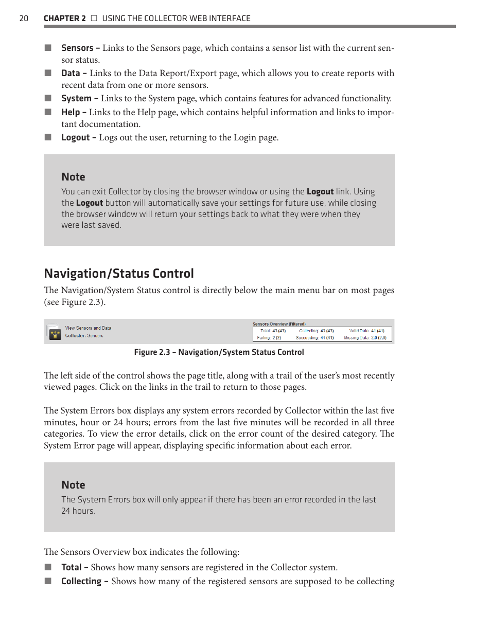 Navigation/status control | Wavetronix Command Collector (CMD-DCx) - User Guide User Manual | Page 21 / 117