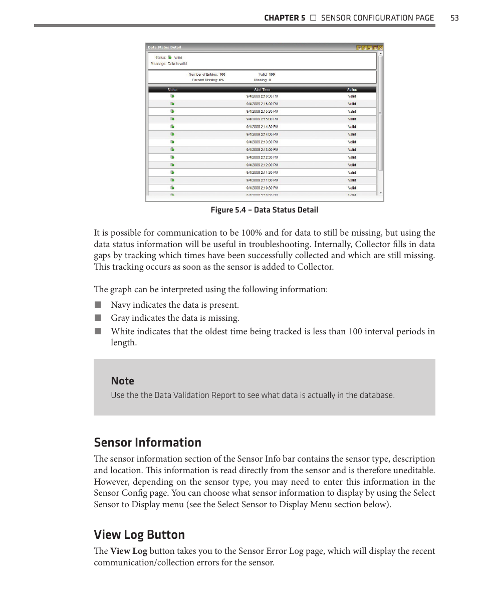 Sensor information, View log button | Wavetronix Command Collector (CMD-DCx) - User Guide User Manual | Page 54 / 117